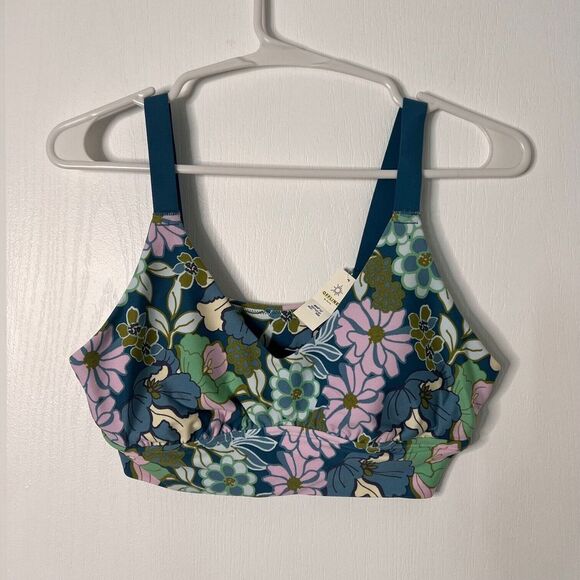 aerie Other - Aerie Womens Retro Sprots Bra Blue Floral Print V-Neck Size Small‎ NWT